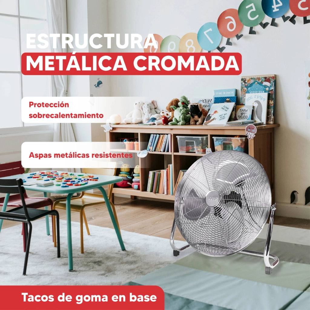 Ventilatore da pavimento industriale 20 pollici 50cm, alta velocità 170W, 3 velocità regolabili, inclinazione regolabile - SOGO