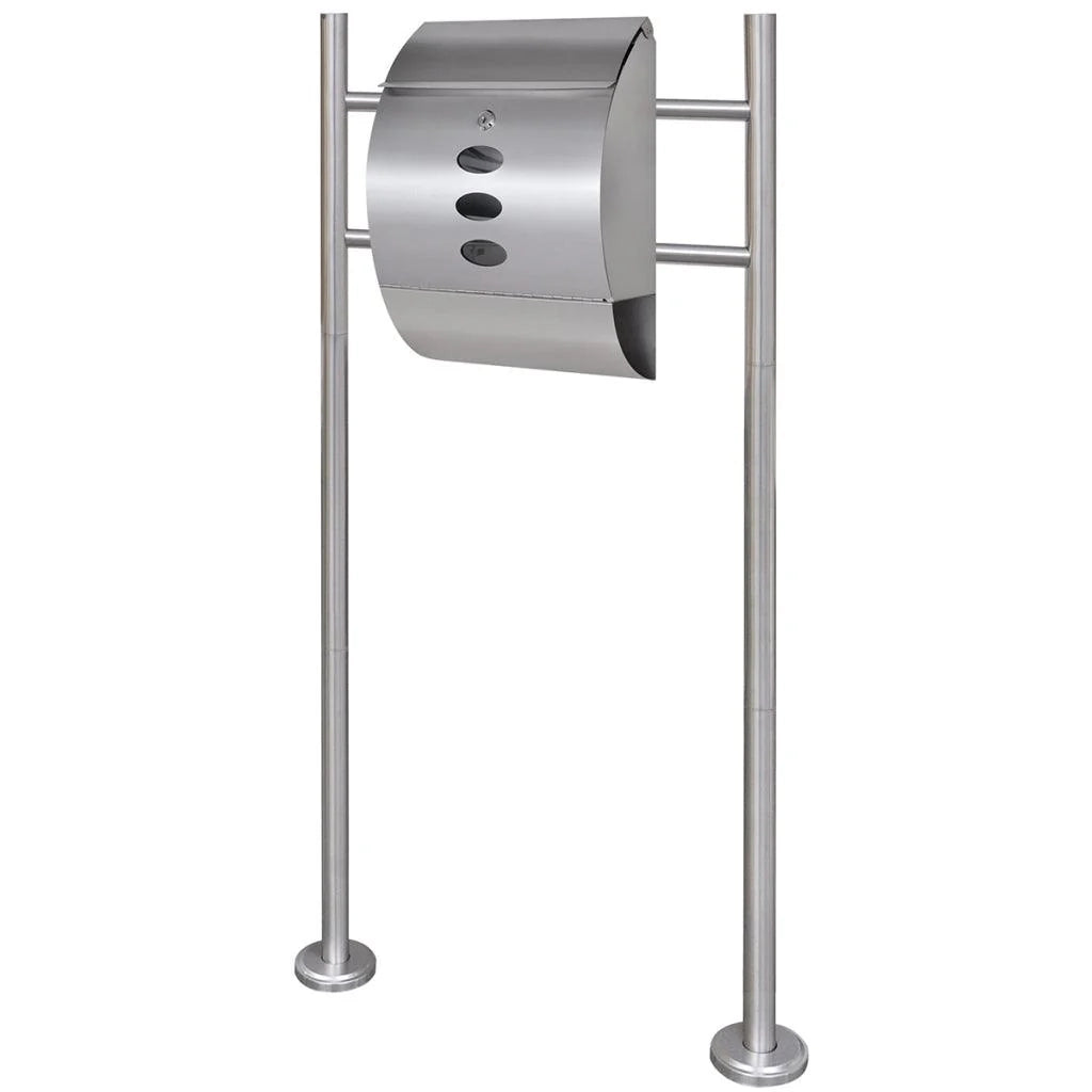 Cassetta postale in acciaio inox dal design contemporaneo con scomparto per giornali su gambe 120 cm 1002003