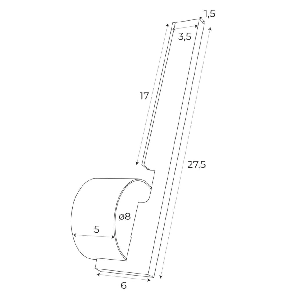 Applique nera lineare 27,5 cm Merano LED 6W Maxlight
