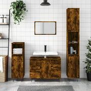 Armadietto Bagno Rovere Fumo 80x33x60 cm in Legno Multistrato 831657