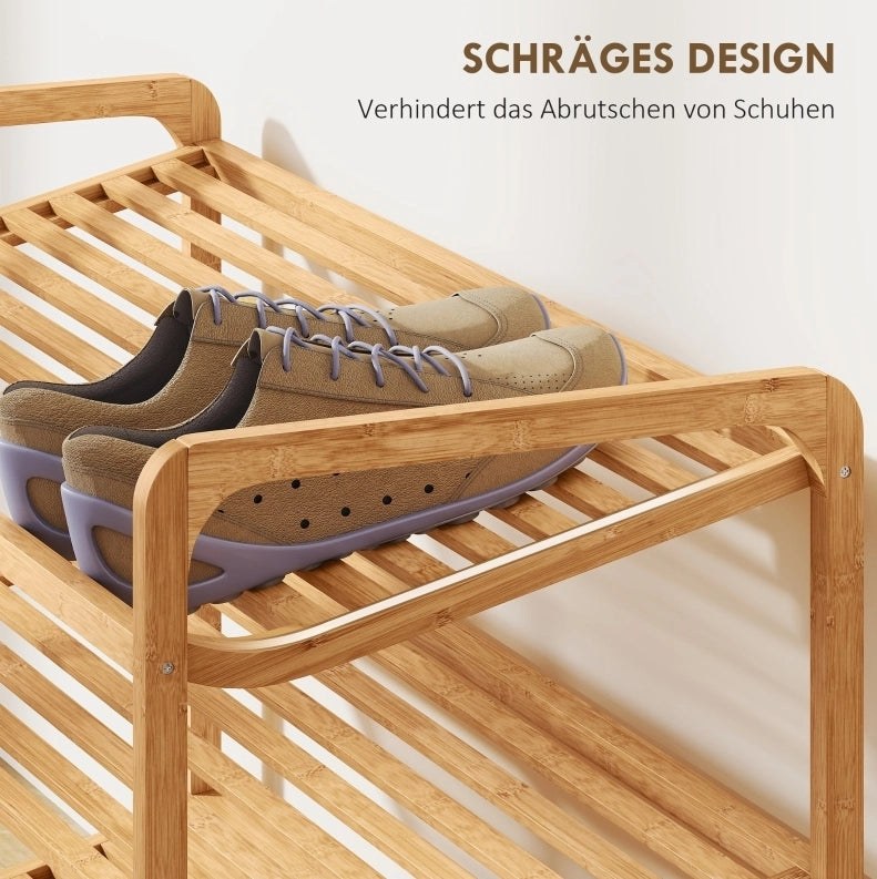 Scaffale portascarpe in bambù 76x33x50，8 cm， 3 ripiani， naturale