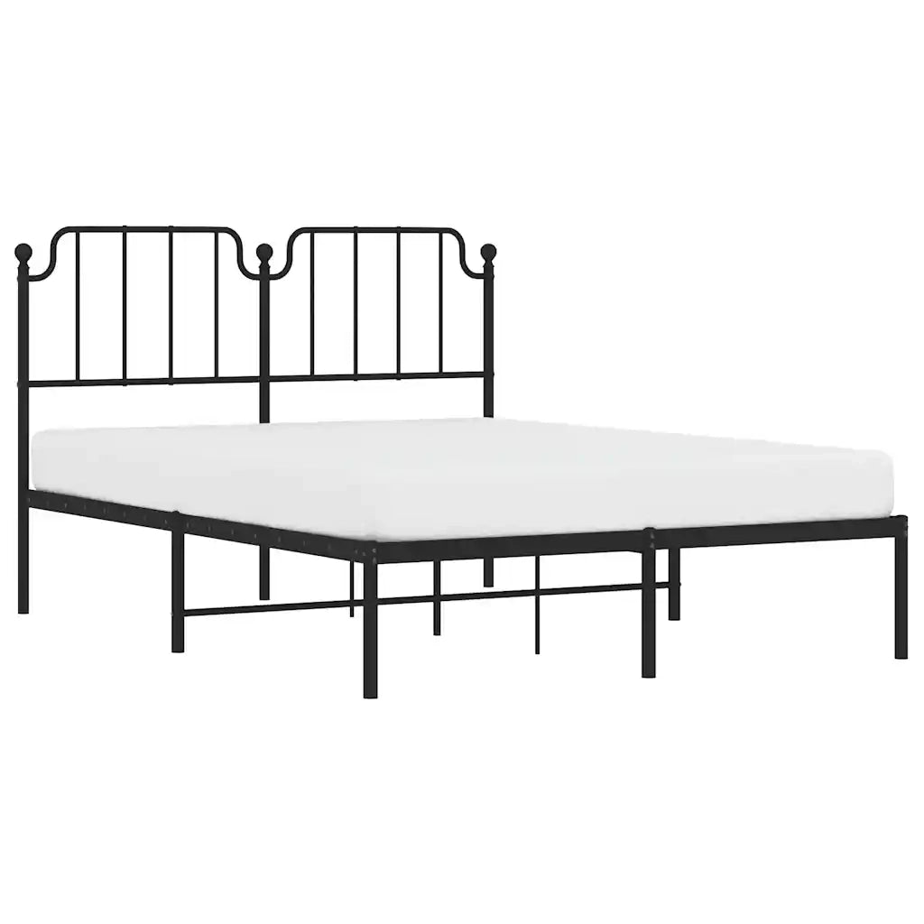 Giroletto con Testiera in Metallo Nero 135x190 cm 373886