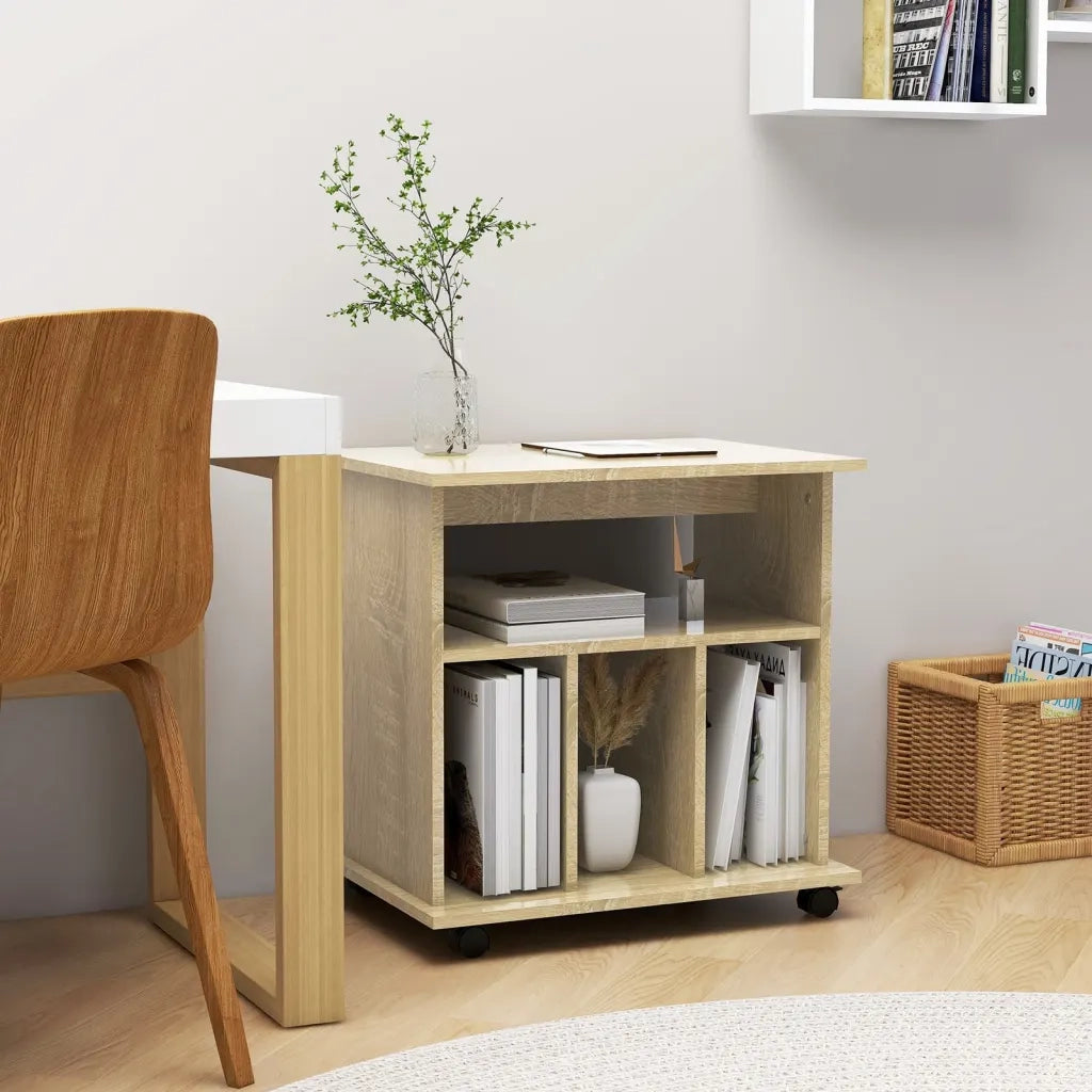 Mobiletto con Ruote Rovere Sonoma 60x45x60 cm Legno Multistrato 808479