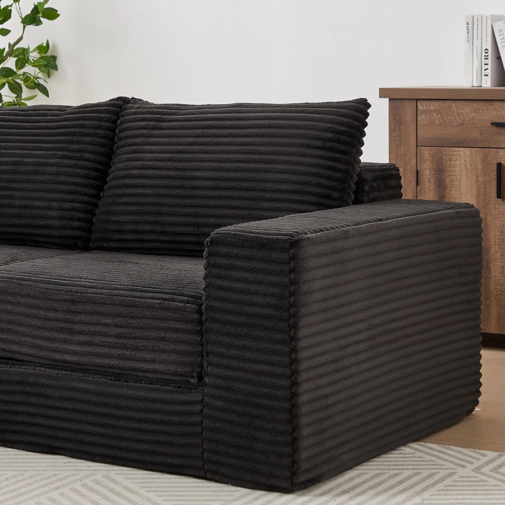 Divano Letto Modulare con Pouf e Cuscini in Velluto a Coste ¨C MINIMAL ¨C Configurazione Flessibile