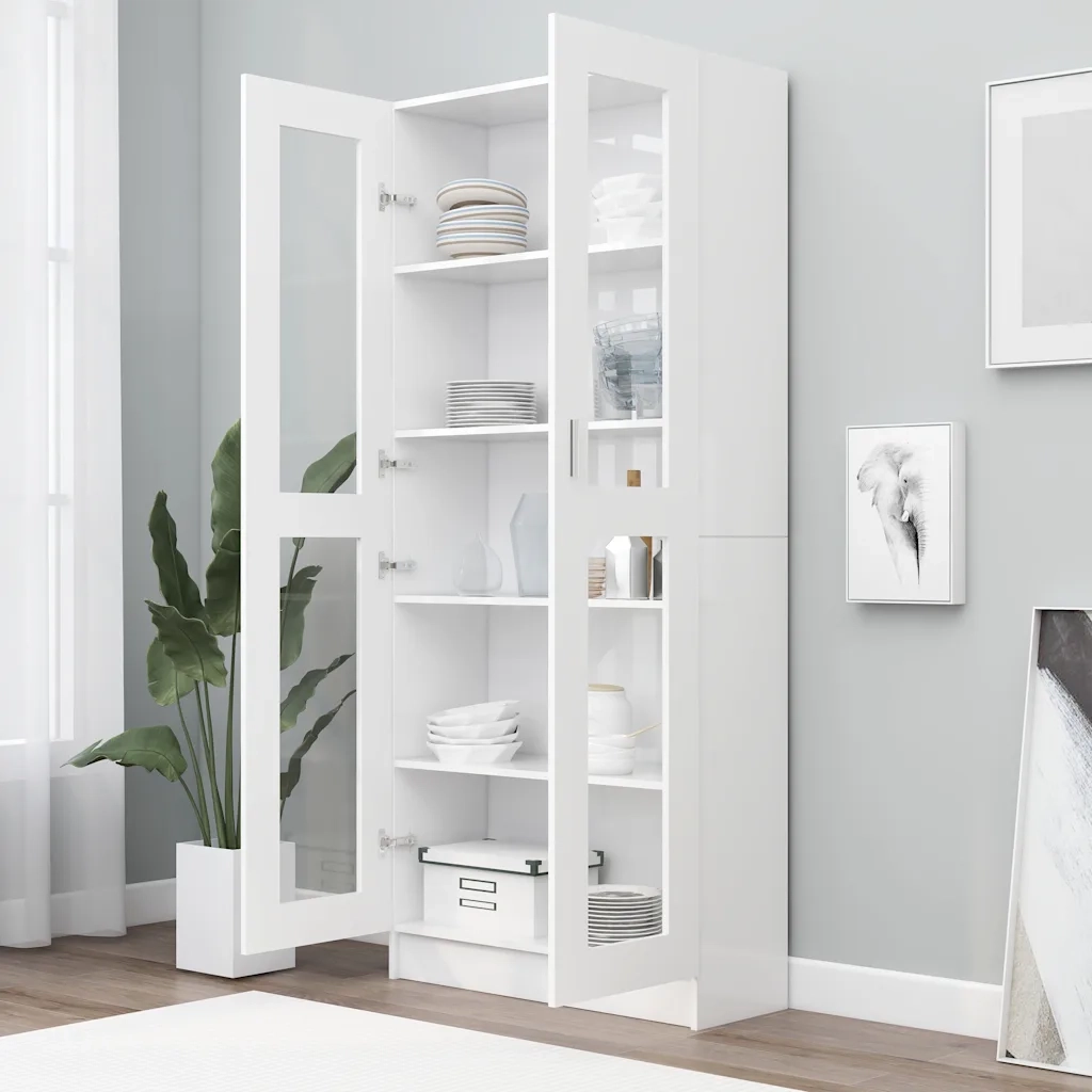Armadietto Vetrina Bianco 82,5x30,5x185 cm Legno Multistrato CFW9036542
