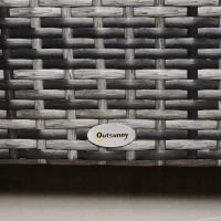 Tavolino da Giardino con Piano in Vetro Temperato 5 mm, in Rattan Intrecciato, Max. 70 kg, 85 x 50 x 39cm, Grigio