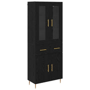 Credenza con cassetto 2 pz | Madia | Buffet da pranzo | Armadio da pranzo Rovere Nero Legno multistrato