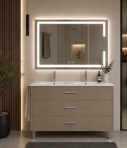 Mobile bagno con lavabo ORIGENBATH RIBERA senza specchio 120x45 cm doppio lavabo rovere smoky