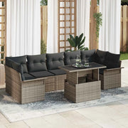 Set Divano da Giardino con cuscino 8 pcs Grigio Poly Rattan 3356972