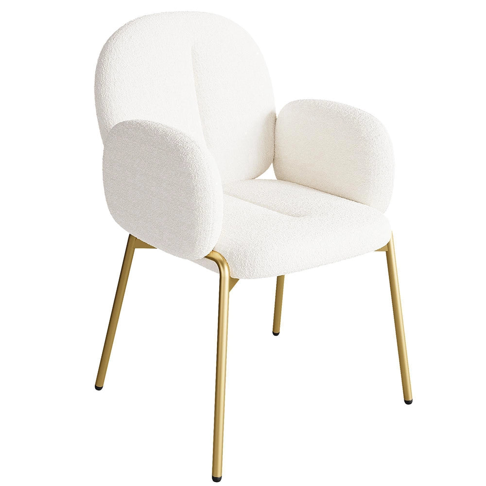 Sedia da pranzo lussuosa - Xylo - L 55 ¡Á P 64,5 ¡Á H 88 cm - Beige - Piedi dorati, rivestimento Teddy