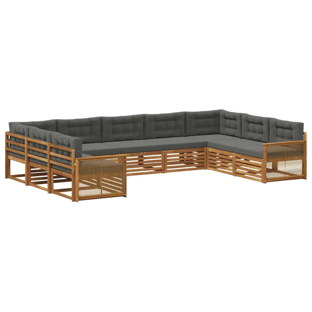 Set di divani da esterno 9 pz Naturale e Antracite 3383840