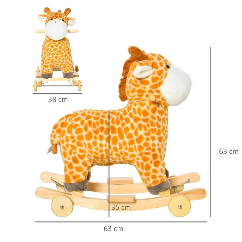 DONDOLO A FORMA DI GIRAFFA CON RUOTE PER BAMBINI 3-6 ANNI GIALLO