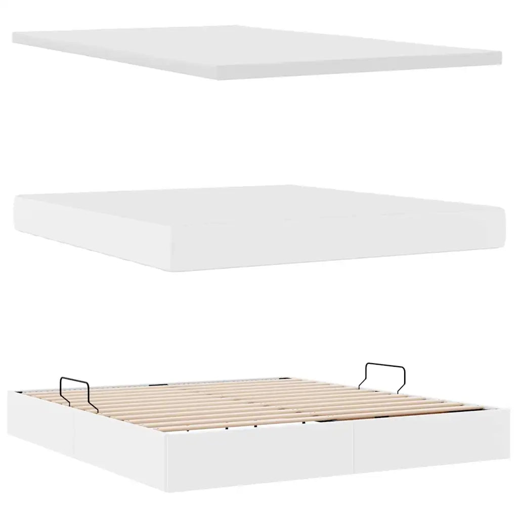 Letto con contenitore e LED con led Bianco Puro 160 x 200 cm