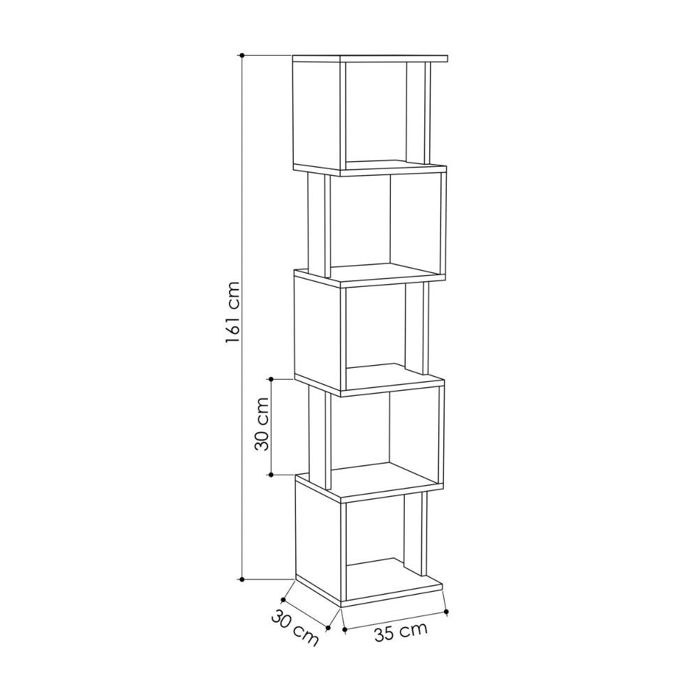 Libreria a cubo Piri bianca con 5 Ripiani 35x30x161H – Design geometrico e funzionalità
