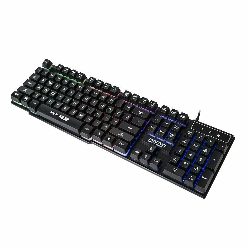 Trade Shop - Tastiera Gaming Retroilluminata Marvo K632 Usb Per Pc Led Illuminata Videogames -