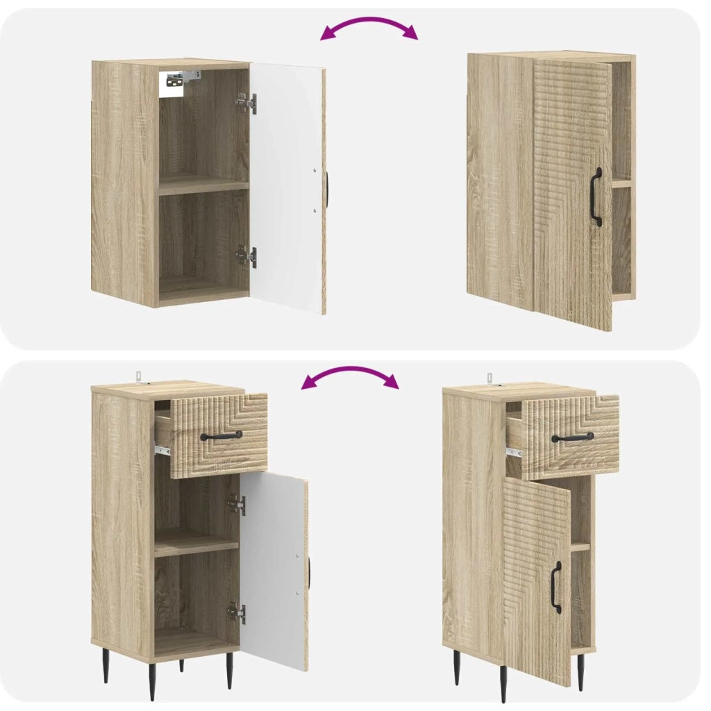 Set di Mobili da Bagno da 4 Pezzi HAARLEM Rovere Sonoma 3417938