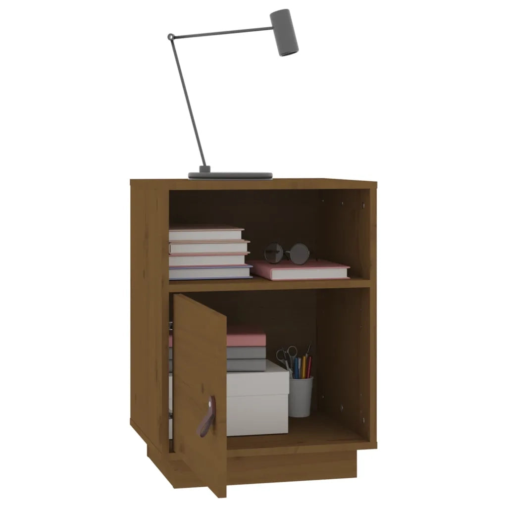 Comodino-Tavolino da notte Marrone Ambrato 40x34x55 cm in Legno Massello di Pino