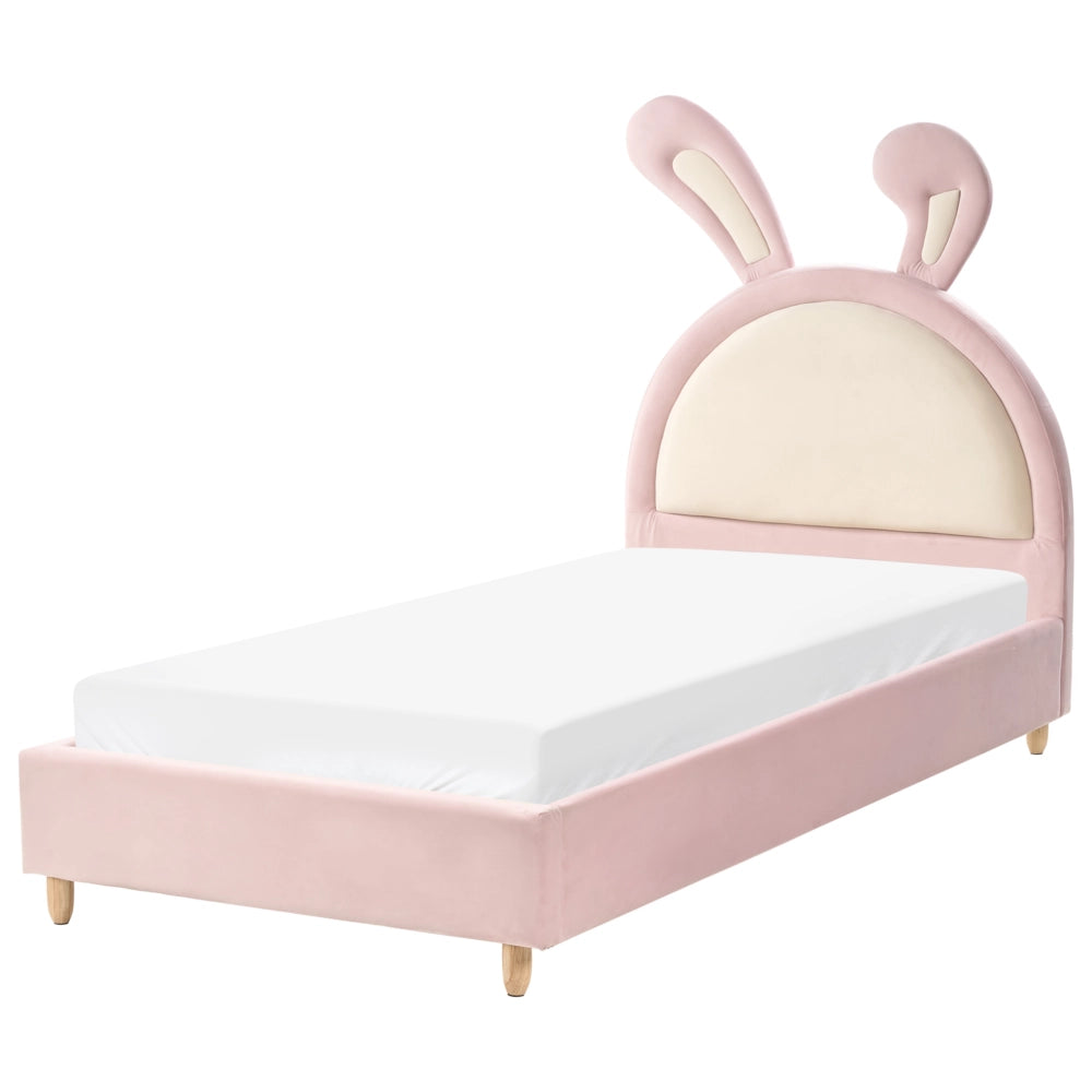 Letto moderno in velluto rosa per bambini con base a doghe 90x200 cm cameretta Moderna
