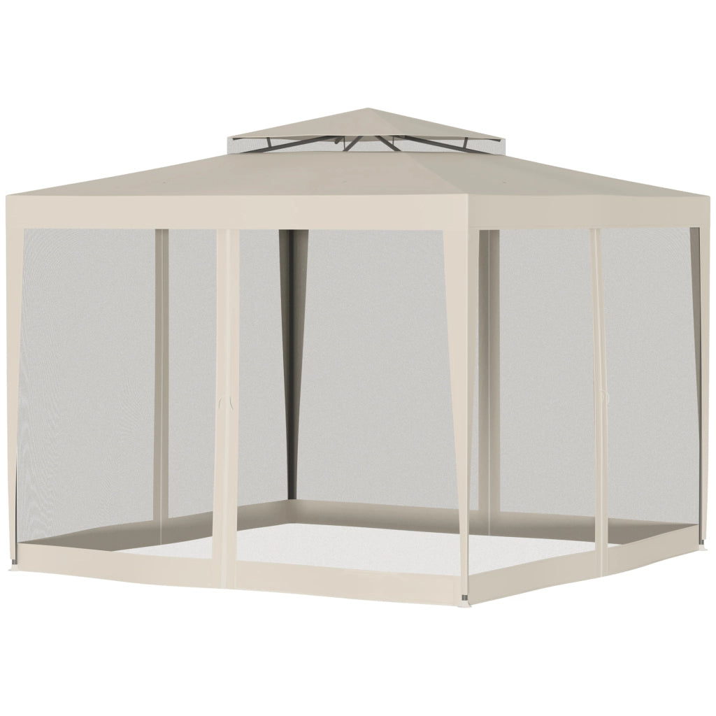 Tenda da giardino ¨C zephmum ¨C beige 3x3 m con 4 zanzariere amovibili e doppio tetto