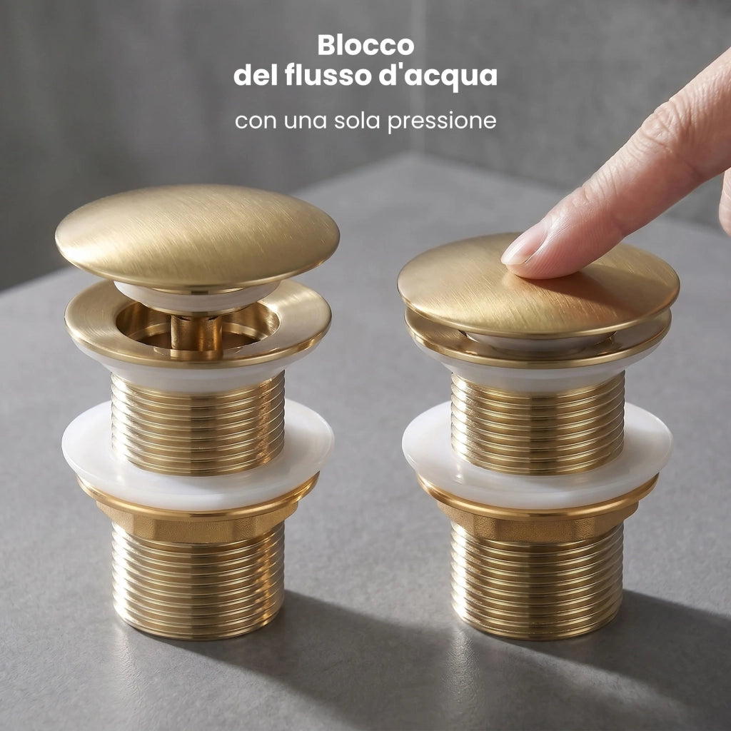 Piletta Click Clack lavabo senza troppo pieno acciaio inossidabile Oro