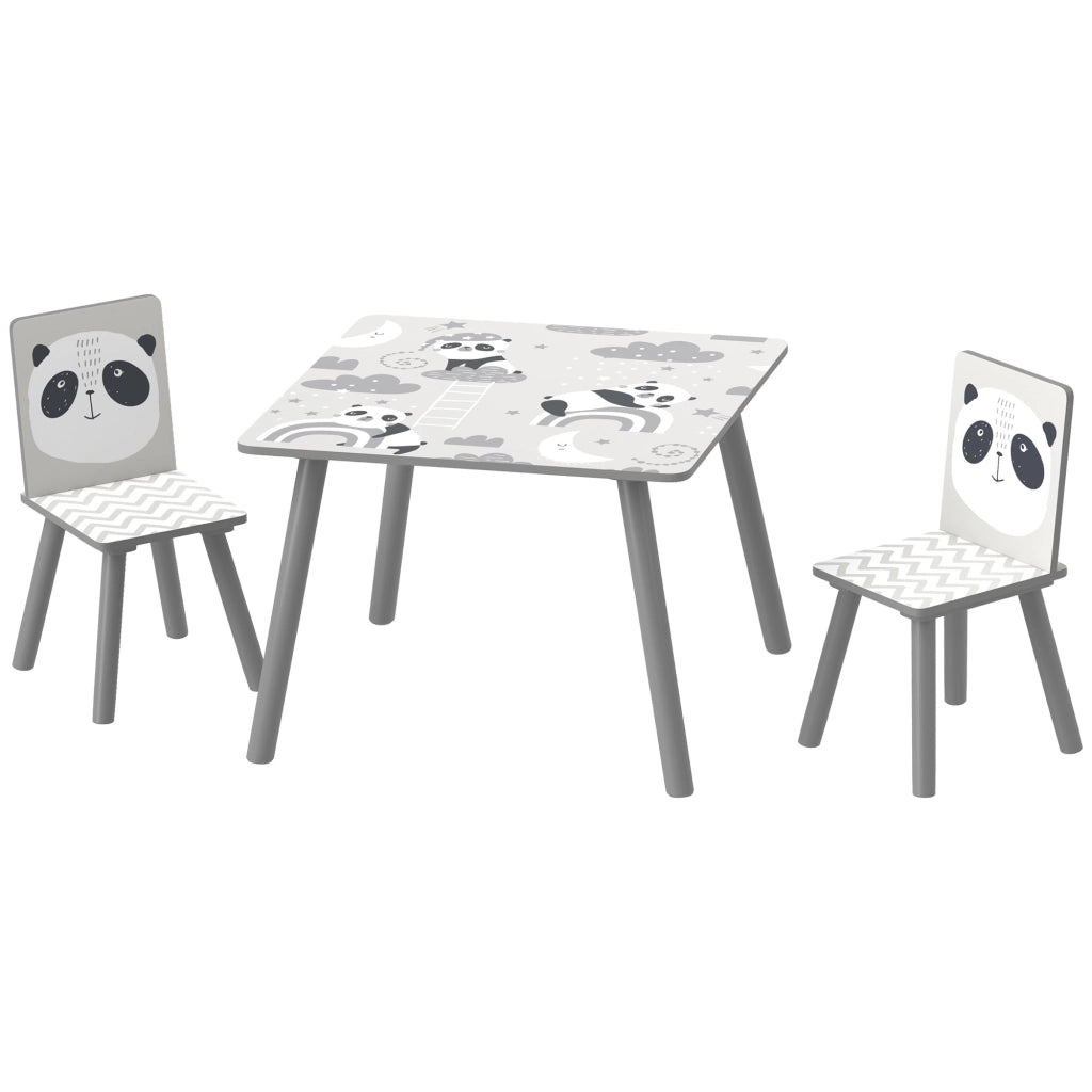 Tavolino con 2 Sedie per Bambini ¨C zephmum ¨C Grigio in MDF e Legno di Pino 3-8 Anni
