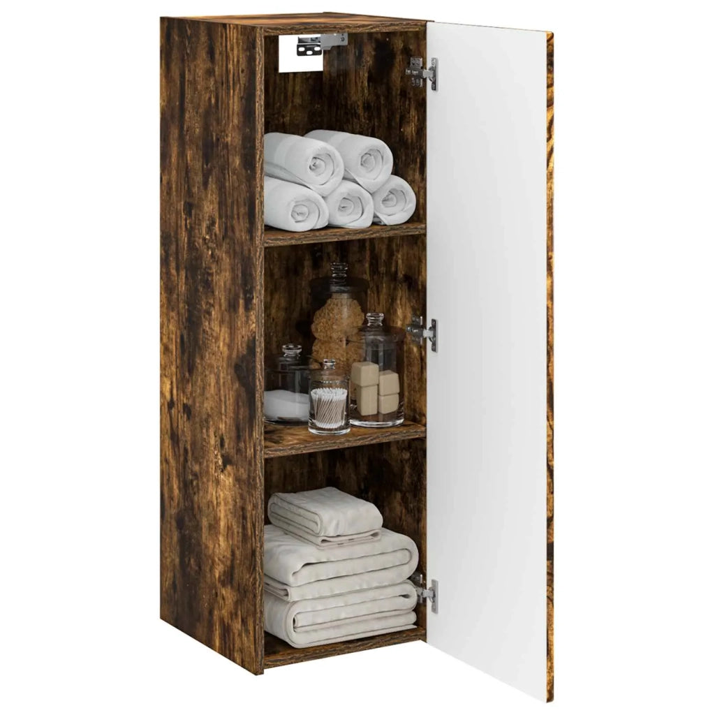 Mobiletto da Bagno a Muro Rovere Fumo 33 x 34,5 x 60 cm