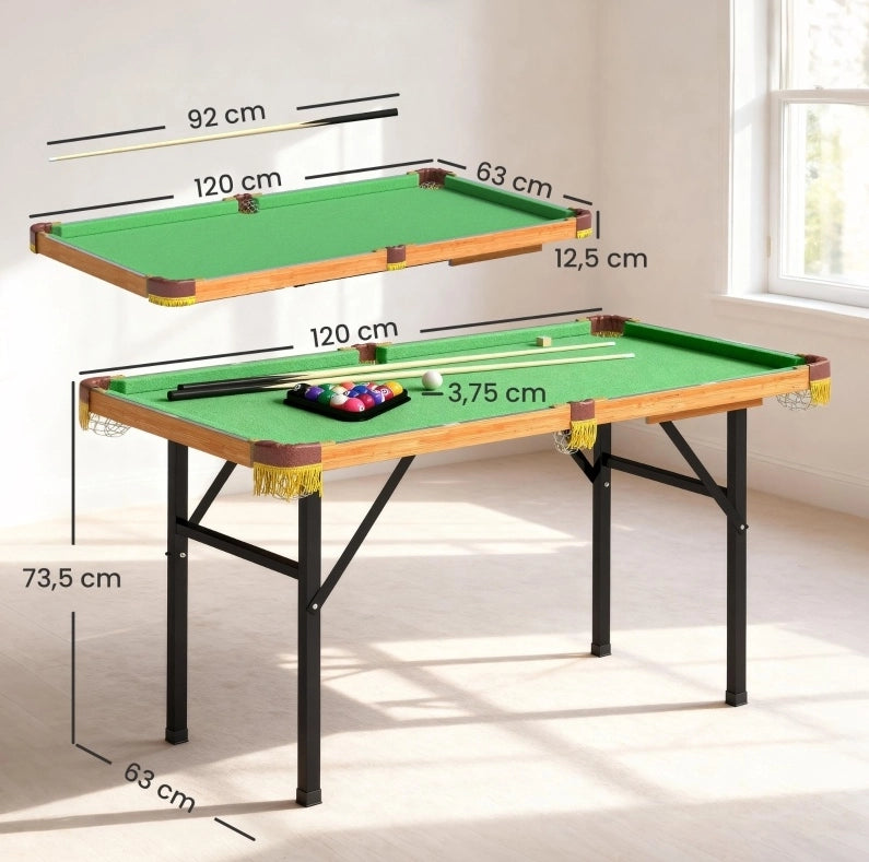 TAVOLO DA BILIARDO Pieghevole 120 cm Verde con Accessori
