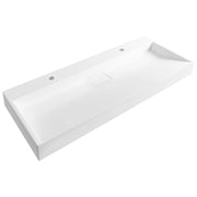 Lavabo doppio bagno classico rettangolare in ceramica finitura lucida 120 x 46 cm bianco Lavello da bagno rettangolare