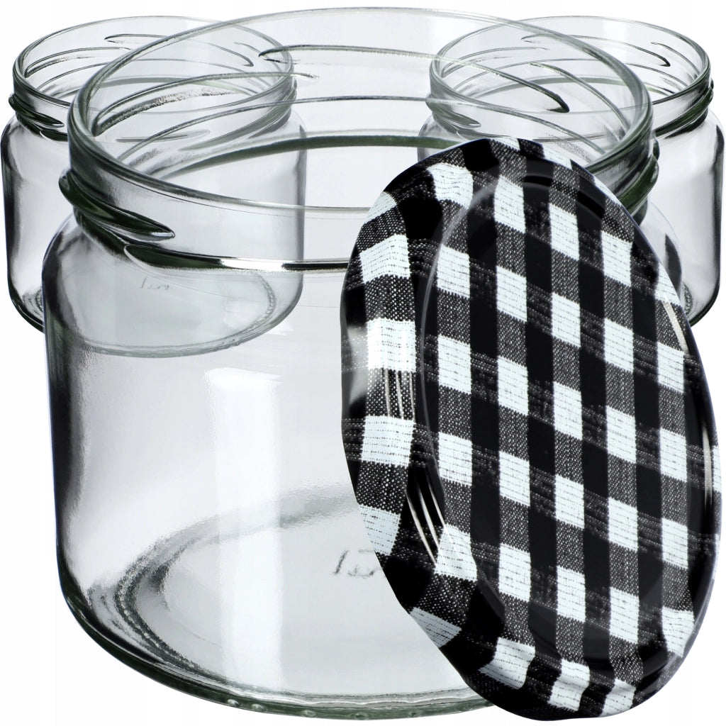 KADAX Sonka barattoli di vetro 330ml 10pz 82mm + coperchio "Black Lattice"