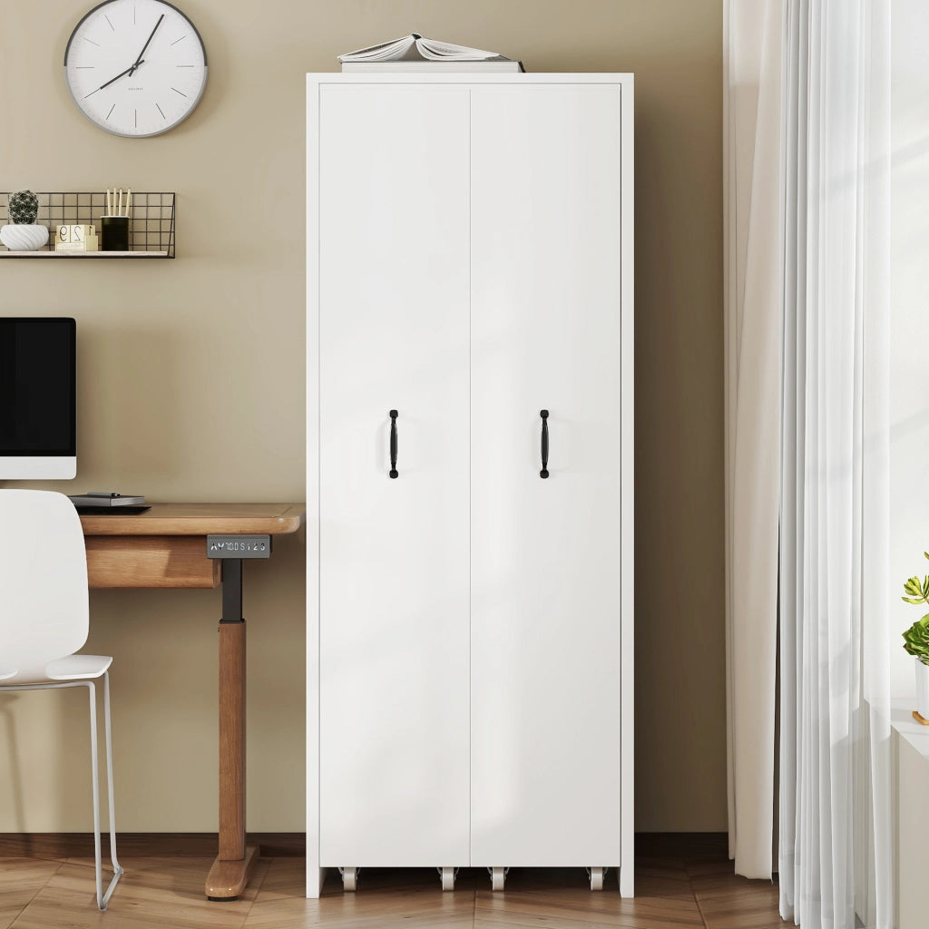 LIBRERIA Estensibile con Ruote 51,5x41x158 cm in MDF Bianca