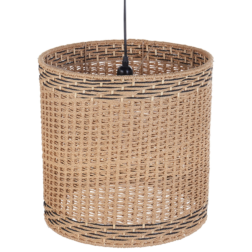 Lampadario con paralume in corda di carta naturale stile elegante soggiorno salotto