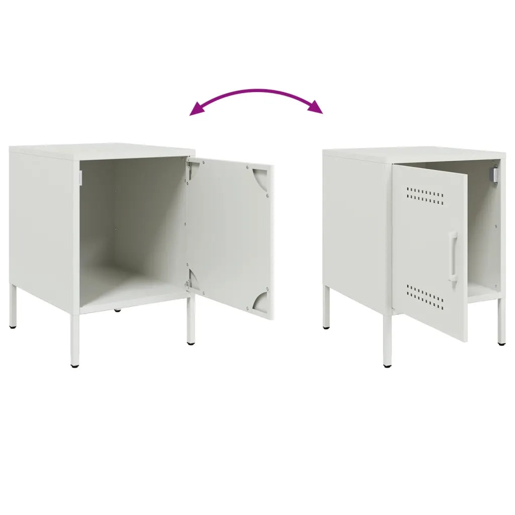 Set di 2 Comodini | Armadio da Notte | Mobiletto da notte Bianchi 36x39x50,5 cm in Acciaio