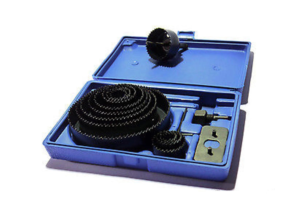 SET FRESE/SEGHE A TAZZA PER LEGNO 16pz + ACCESSORI ADATTATORE MANDRINO
