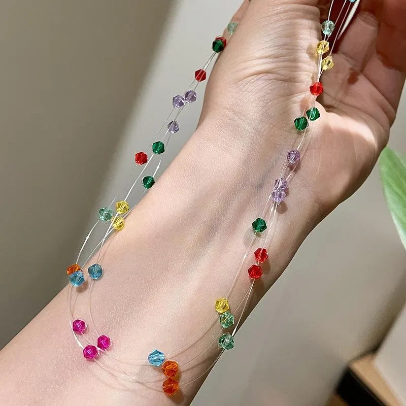 Collana fatta a mano con perline di cristallo colorate, dolce e graziosa, regalo di Natale o di compleanno.