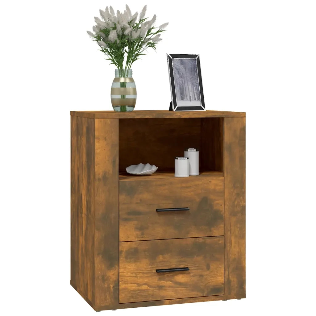 Comodino Rovere Fumo 50x36x60 cm Legno Multistrato 816733