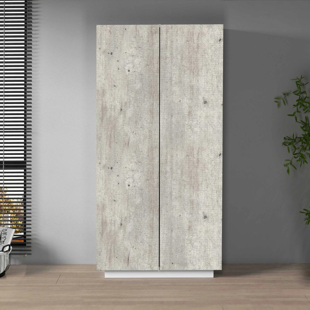 WHOUS Armadio multiuso Easy a 2 ante bianco opaco e cemento 79,20x38x166 cm