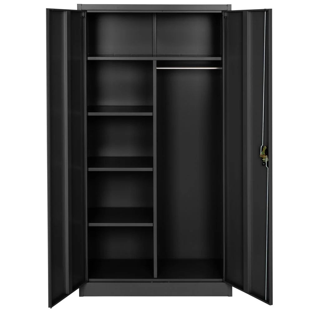 Spogliatoio in metallo 5 livelli 90 cm con armadio integrato nero 08_0000440