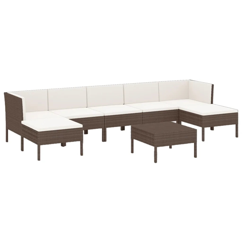 Set Divani da Giardino 8 pz con Cuscini in Polyrattan Marrone 3094543