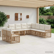 Set di divani da esterno 9 pcs Naturale e Bianco Crema