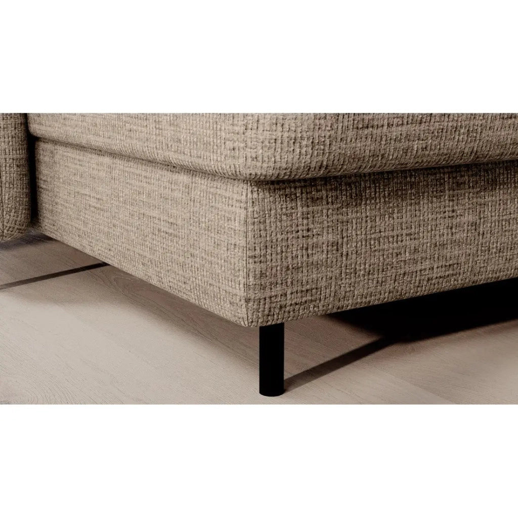Divano angolare convertibile BERTHO 306 cm beige chiaro – Angolo sinistro con contenitore
