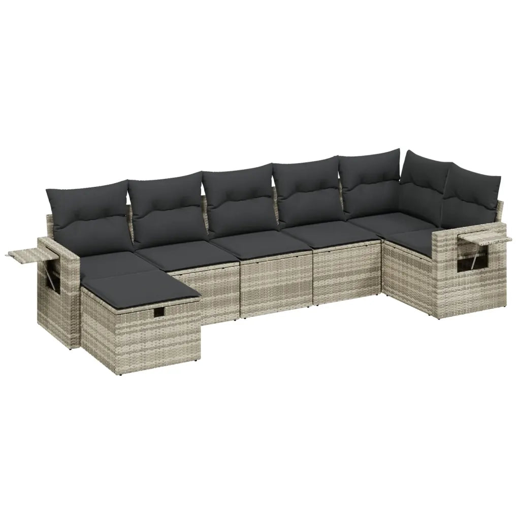 Set Divani da Giardino 7pz con Cuscini Grigio Chiaro Polyrattan 3263818