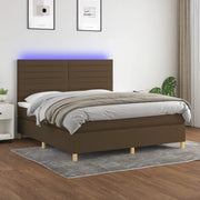 Letto a Molle Materasso e LED MarroneScuro 180x200cm in Tessuto 3135536