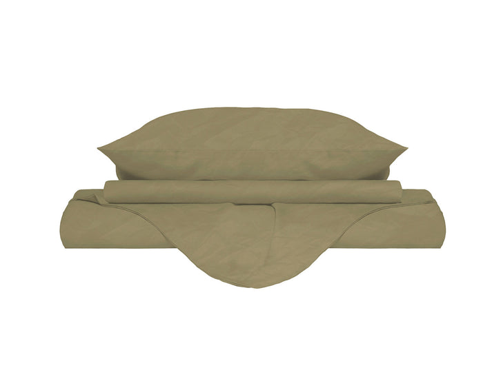 Copripiumino Matrimoniale con Sacco e Federe Linea Water Washed Ocra