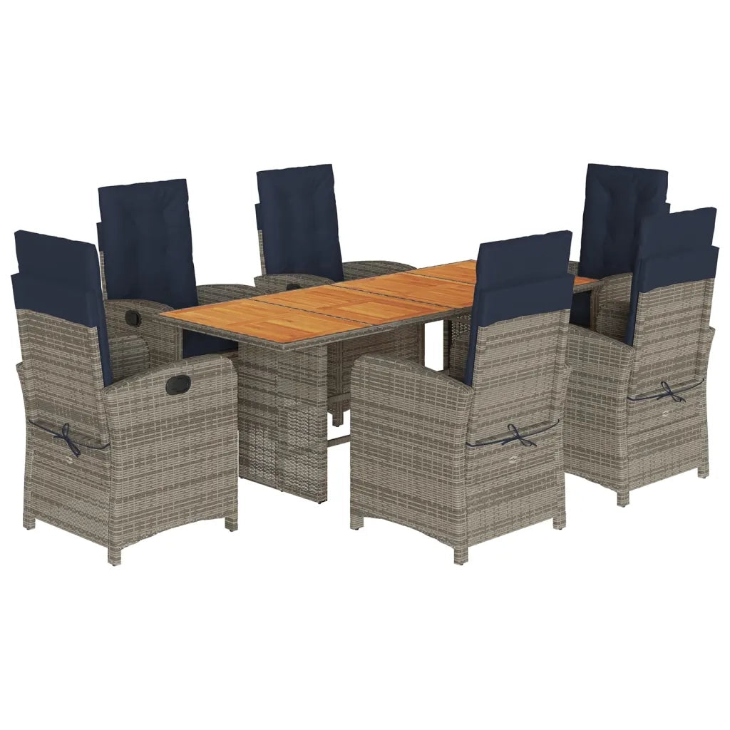 Set da Pranzo da Giardino 7 pz con Cuscini Beige in Polyrattan 3212281