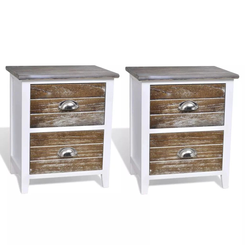 Comodino comodino cassettiera mobili per camera da letto 2 pezzi con 2 cassetti marrone e bianco 1402152
