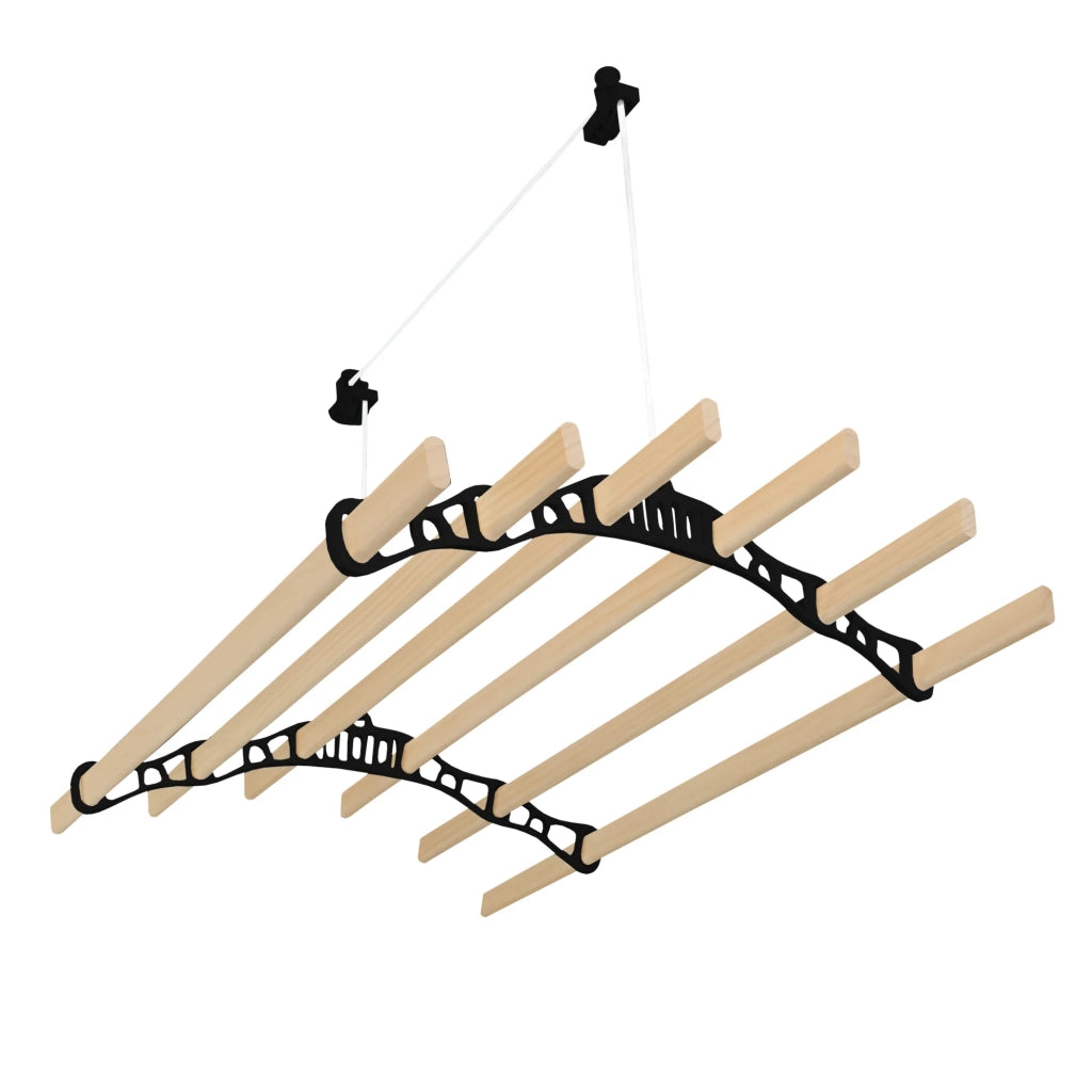 Stendibiancheria a Soffitto con Puleggia 6 Listelli 0,9m Nero