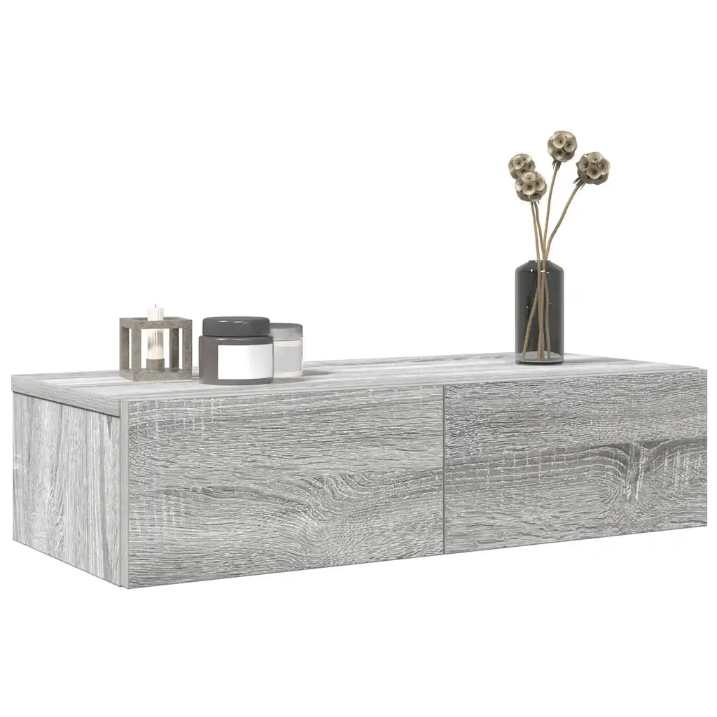 vidaXL Scaffale a Parete con Cassetti Grigio 60x26,5x15 cm Truciolato