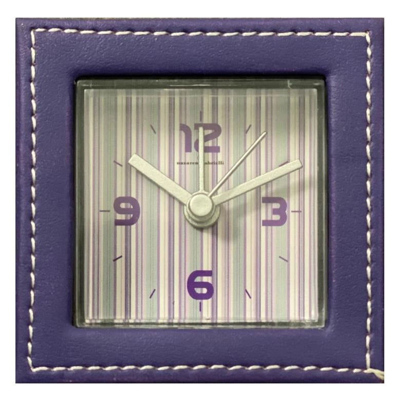 Sveglia Orologio in ecopelle quadrata lilla nazareno misure 7 x 7 cm