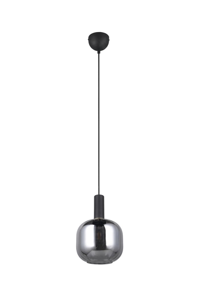 Lampada a sospensione Trio DIVA nera vetro cromo E27
