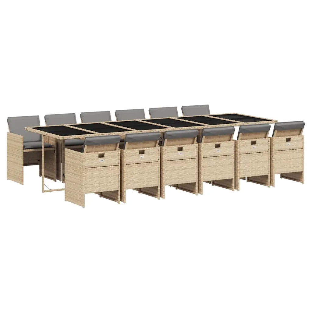 Set Pranzo da Giardino 13 pz con Cuscini Beige Misto Polyrattancod mxl 111191